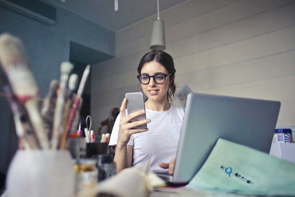 A woman using a smartphone